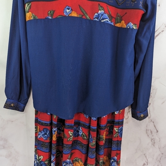 Vintage Roper Skirt Set Womens Large Button Midi Maxi Prairie Floral Western - Picture 6 of 16